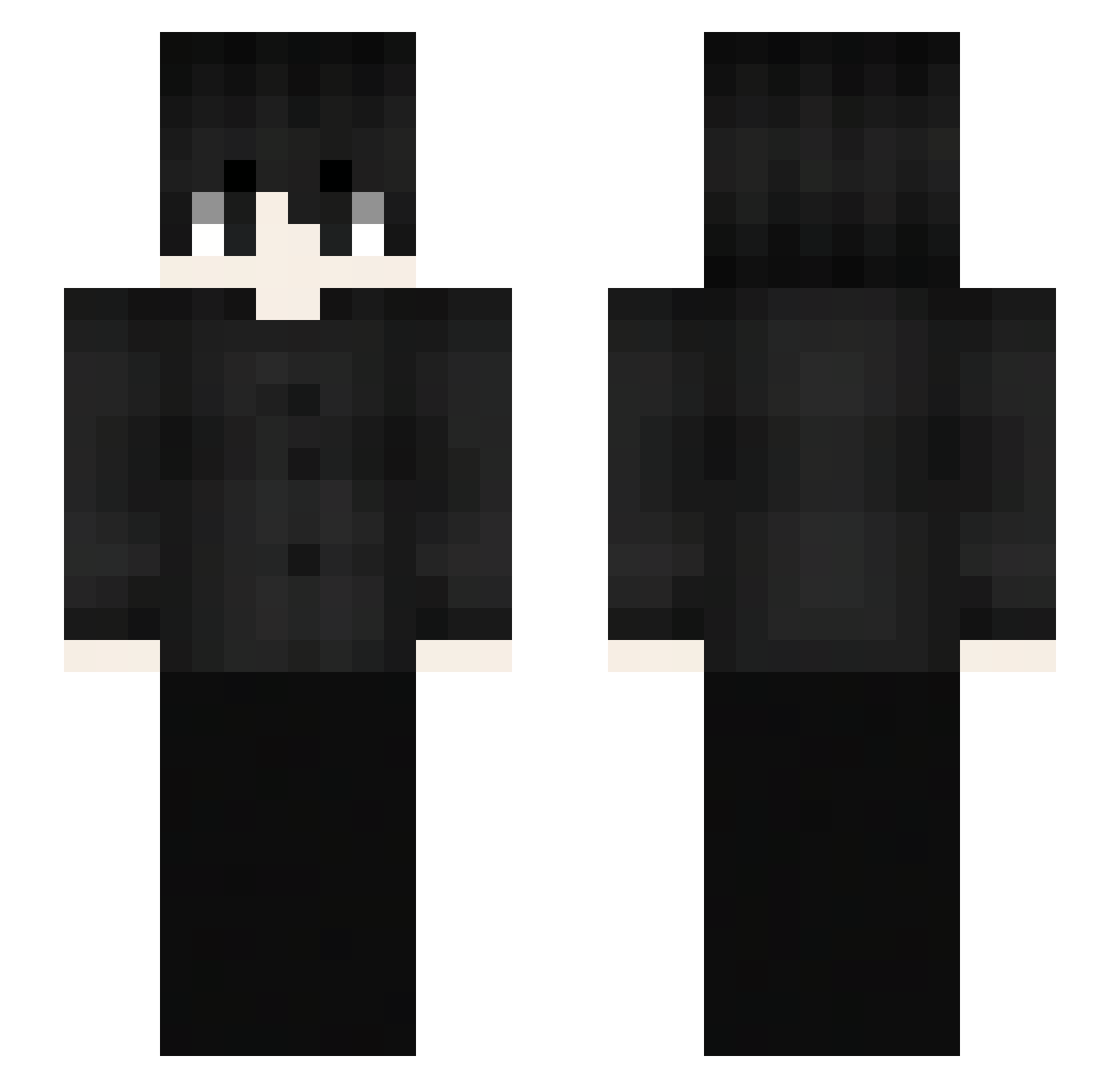 gothless Minecraft skin, front and back view