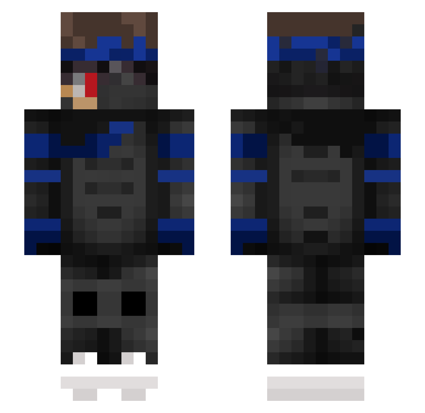 noskillracer Minecraft skin, front and back view