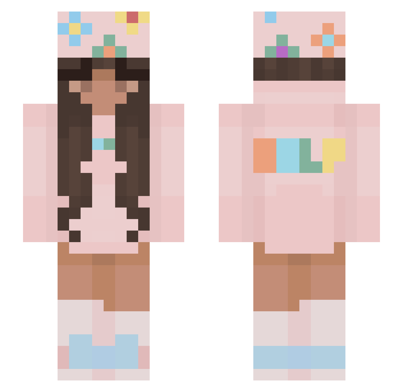 Clappuccino Minecraft skin, front and back view
