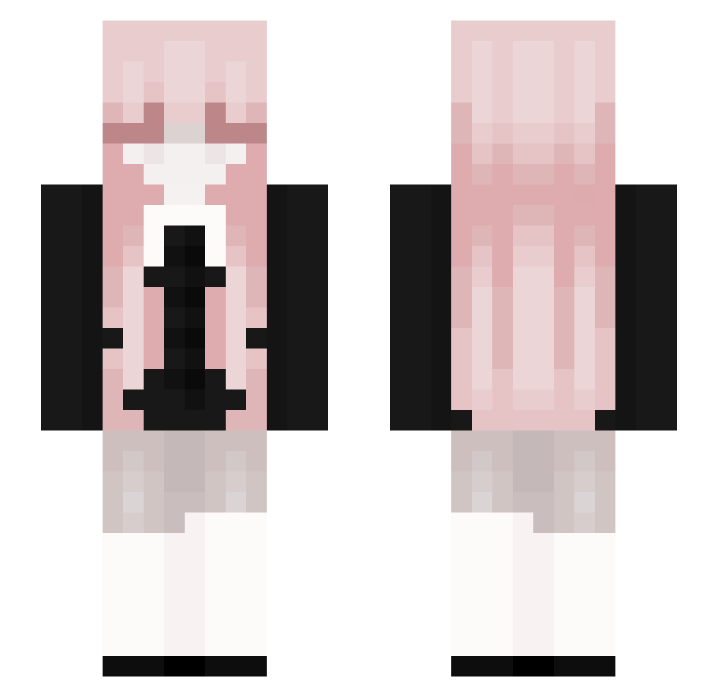 Skiled Minecraft skin, front and back view