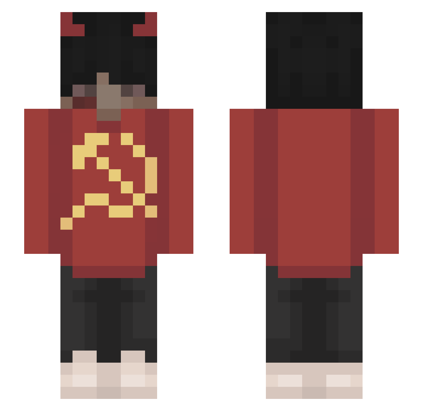 OutPvP Minecraft skin, front and back view