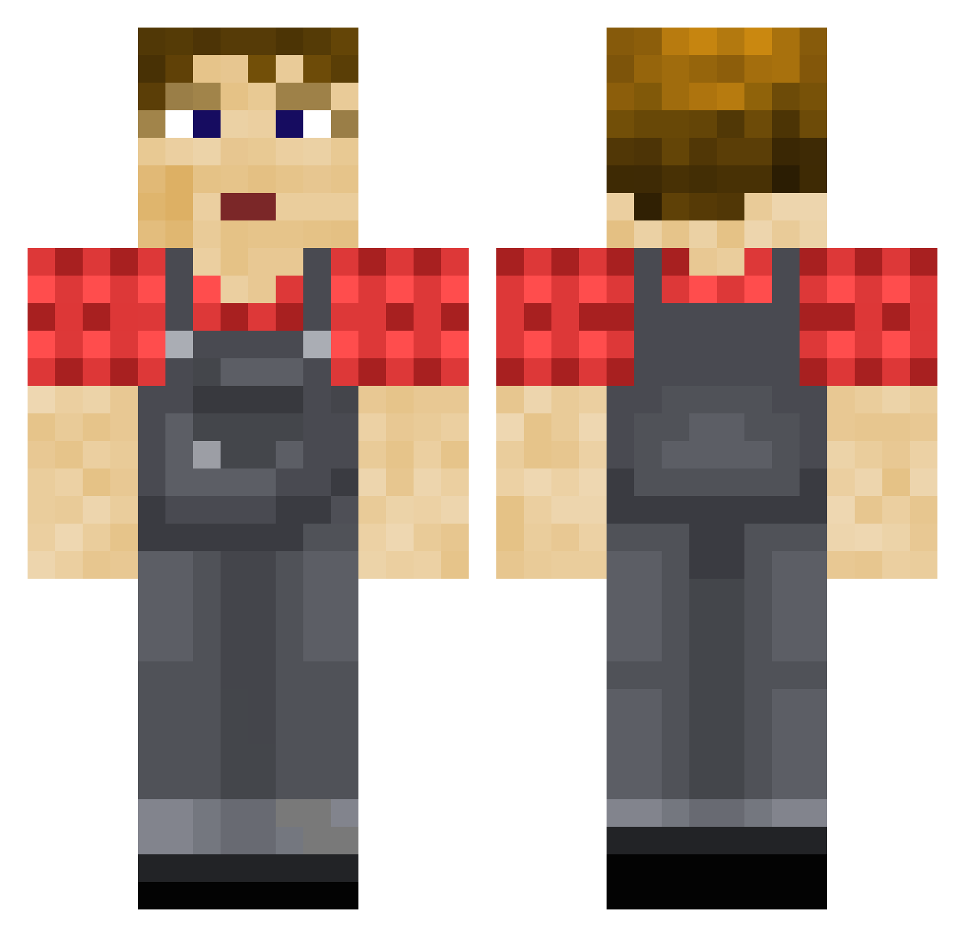 Worker47 Minecraft skin, front and back view