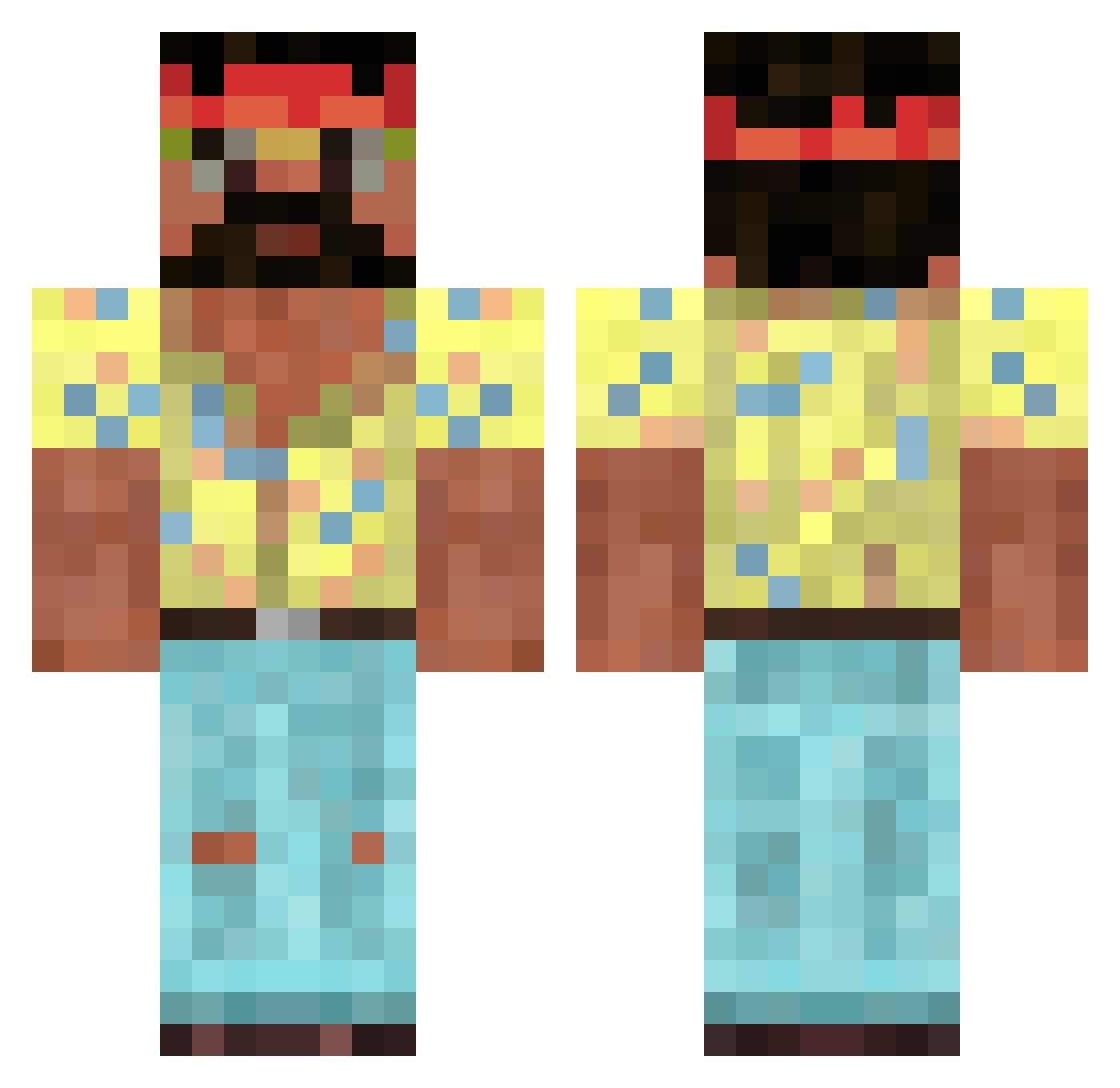 SpookyRacist Minecraft skin, front and back view