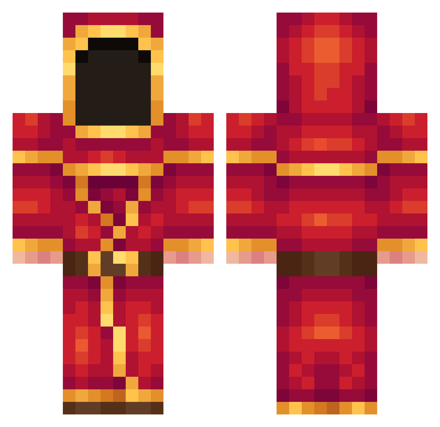 yk1s Minecraft skin, front and back view