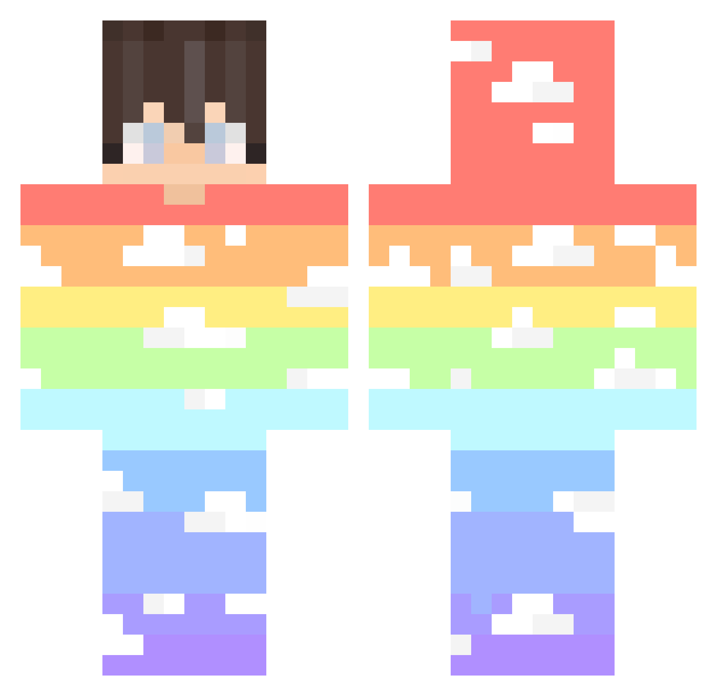 Cheerfully Minecraft skin, front and back view