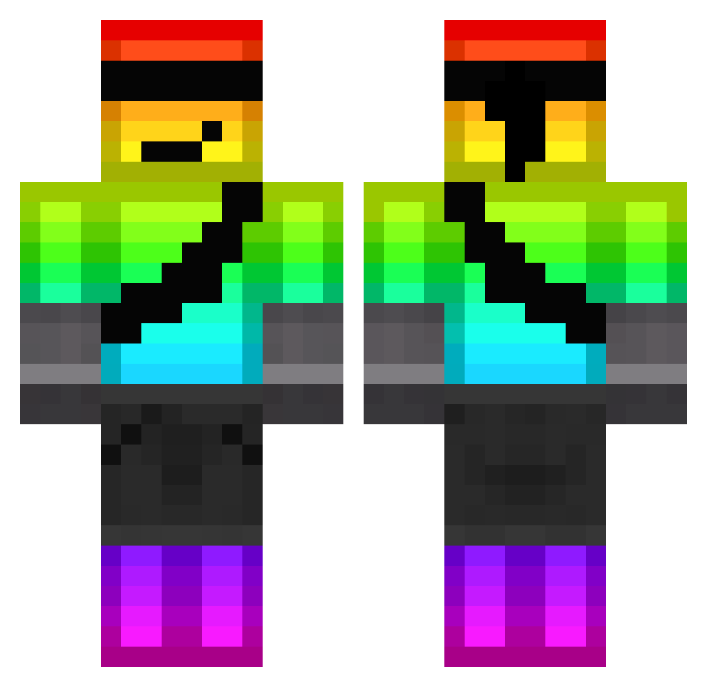 ZakDowntown Minecraft skin, front and back view