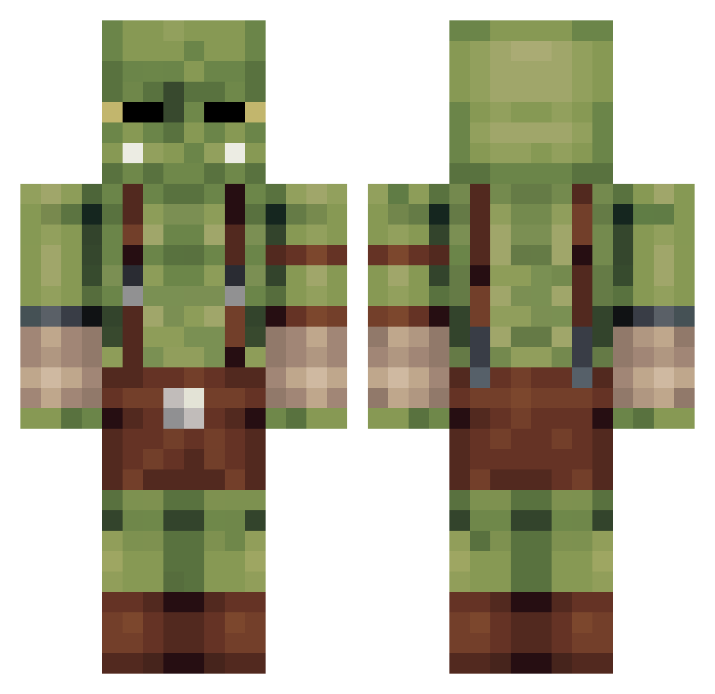 WafleGoblin Minecraft skin, front and back view