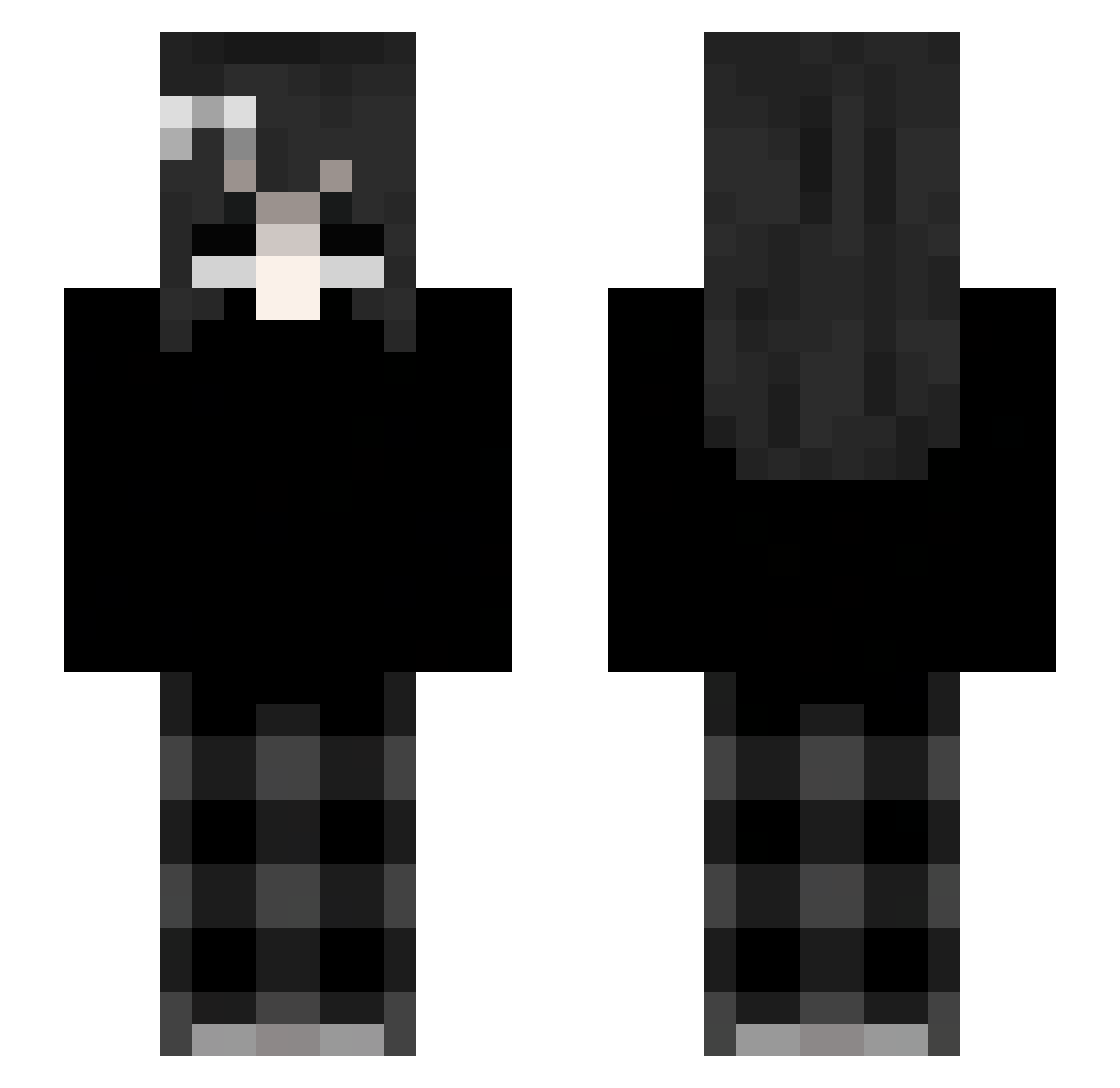 Frazziee Minecraft skin, front and back view