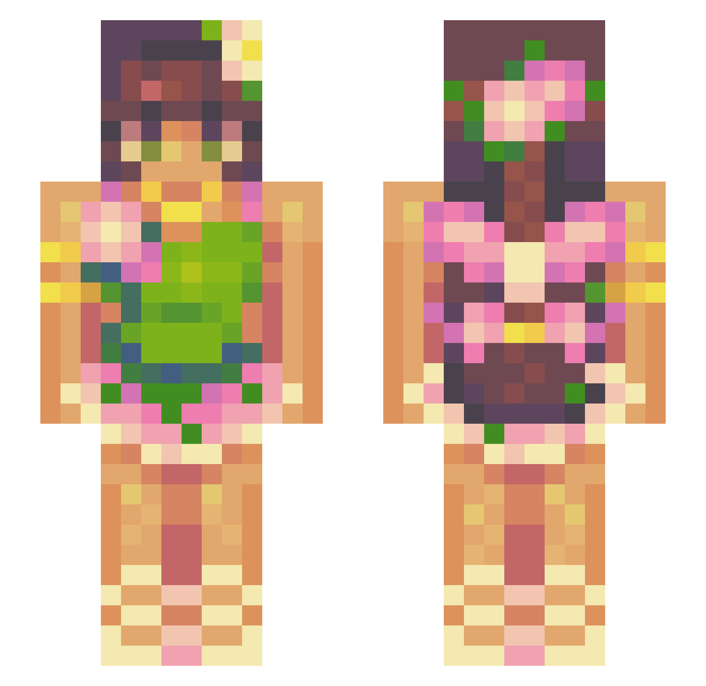 fittyfive Minecraft skin, front and back view
