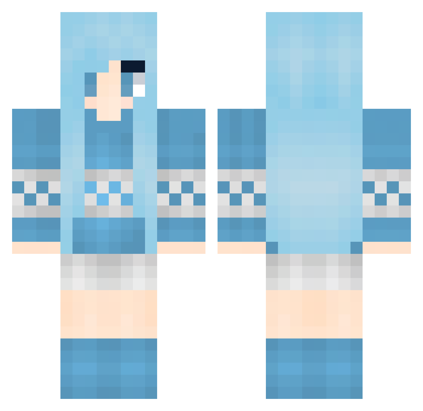 vZqm Minecraft skin, front and back view