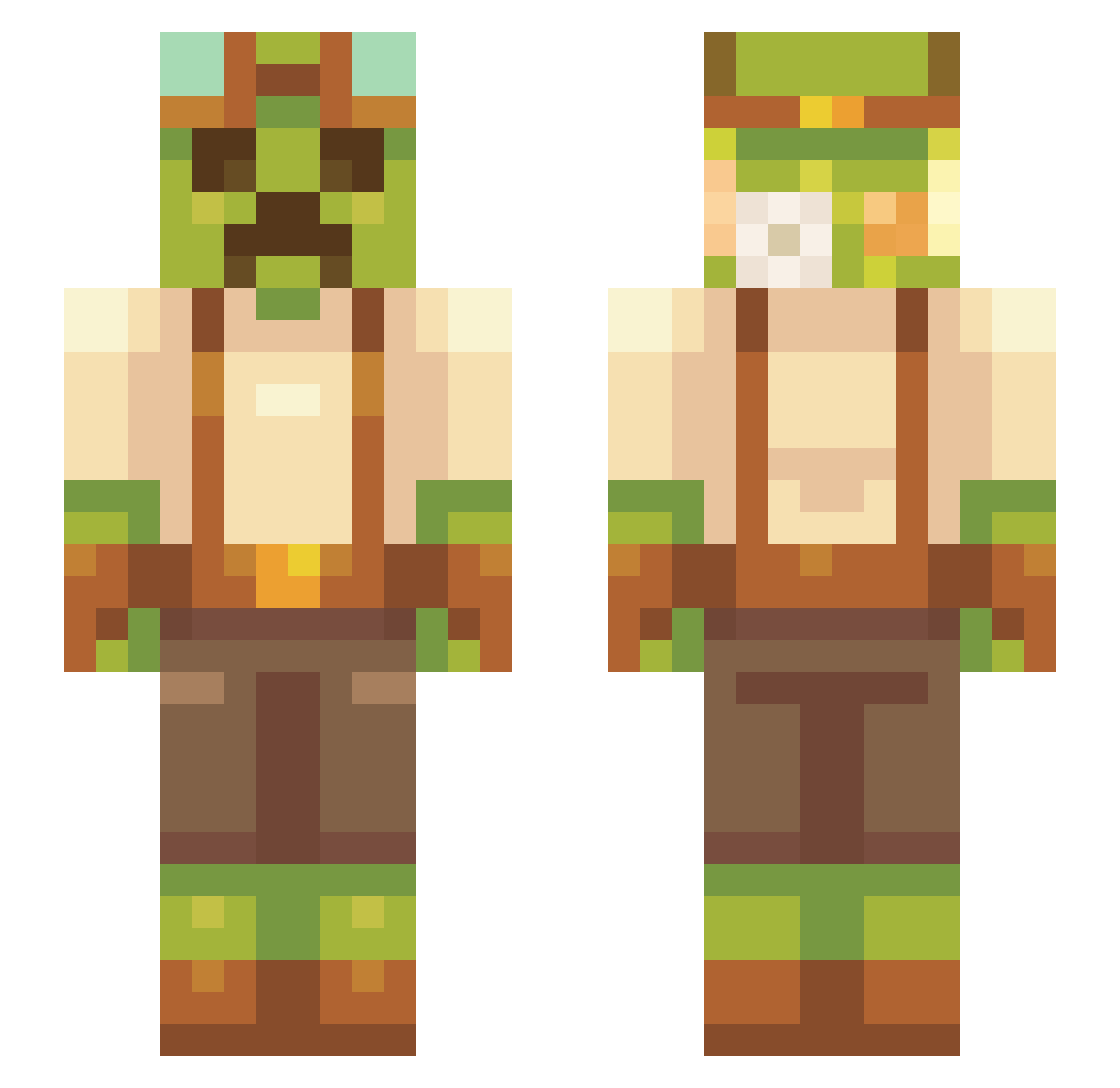 tourst Minecraft skin, front and back view