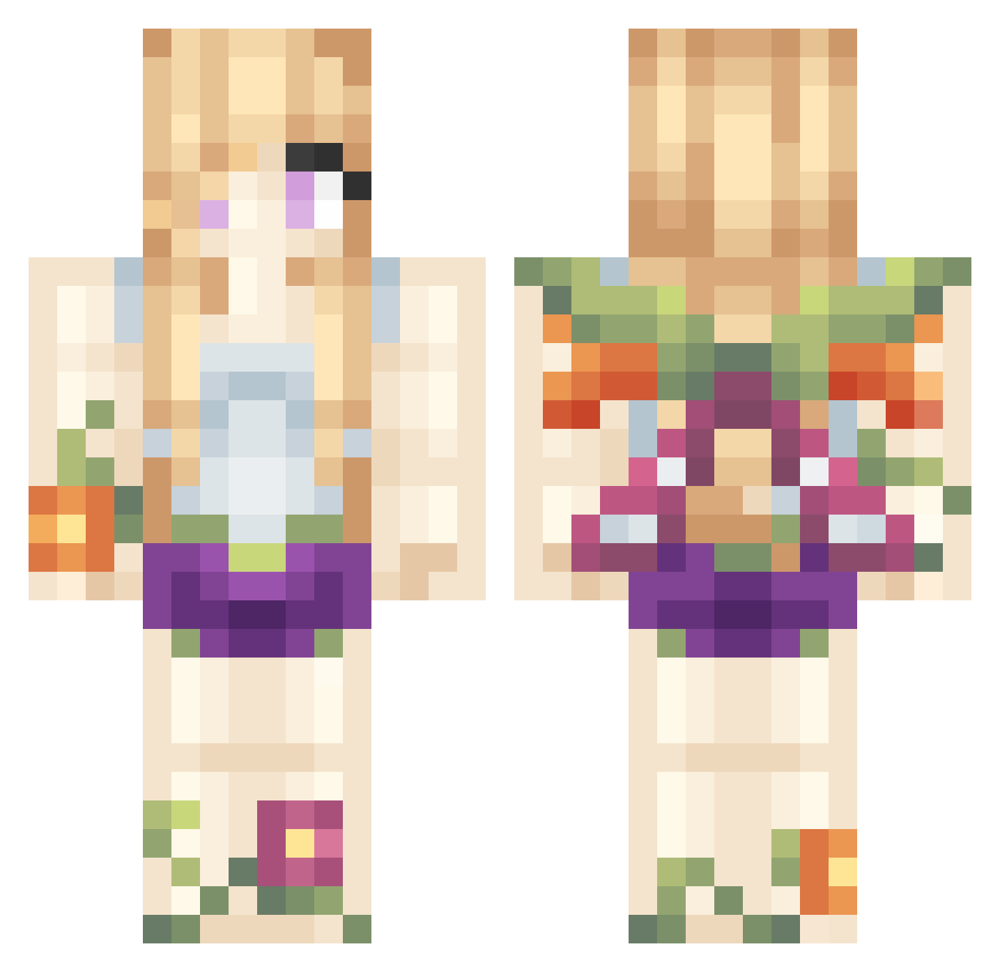 tigernut Minecraft skin, front and back view