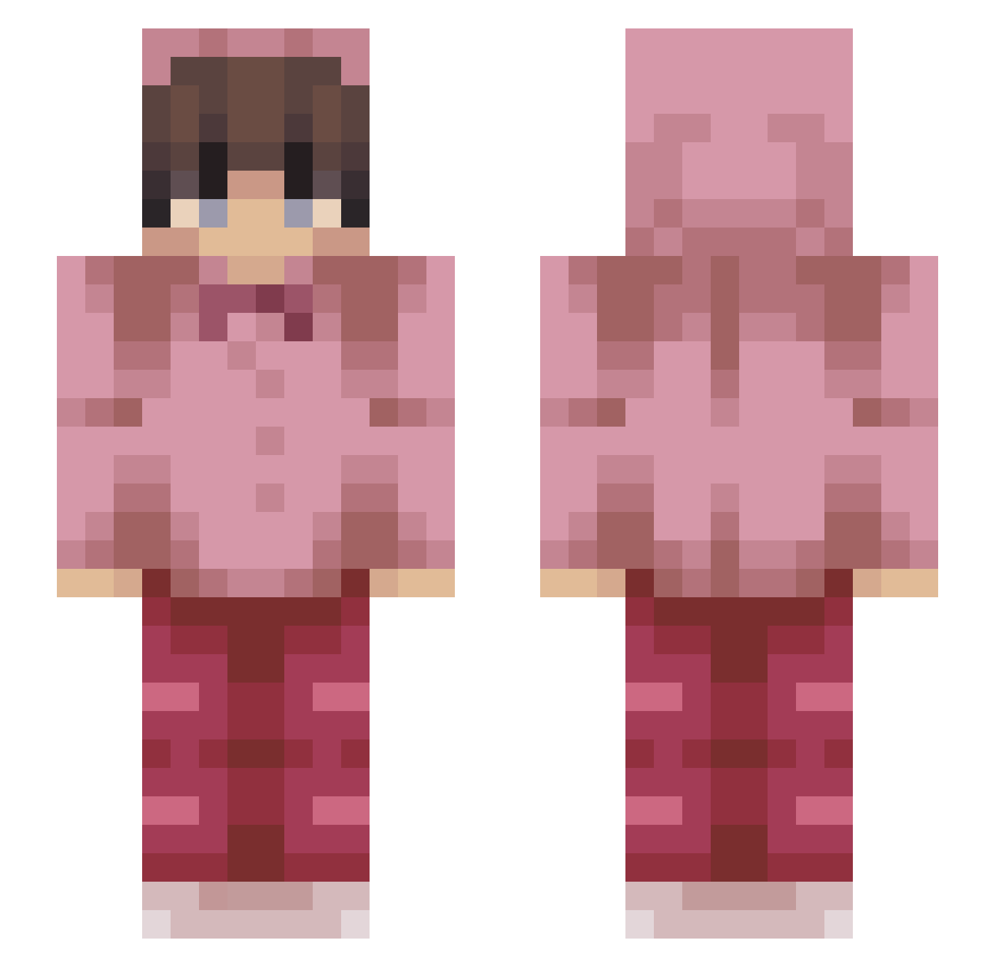walshybae Minecraft skin, front and back view
