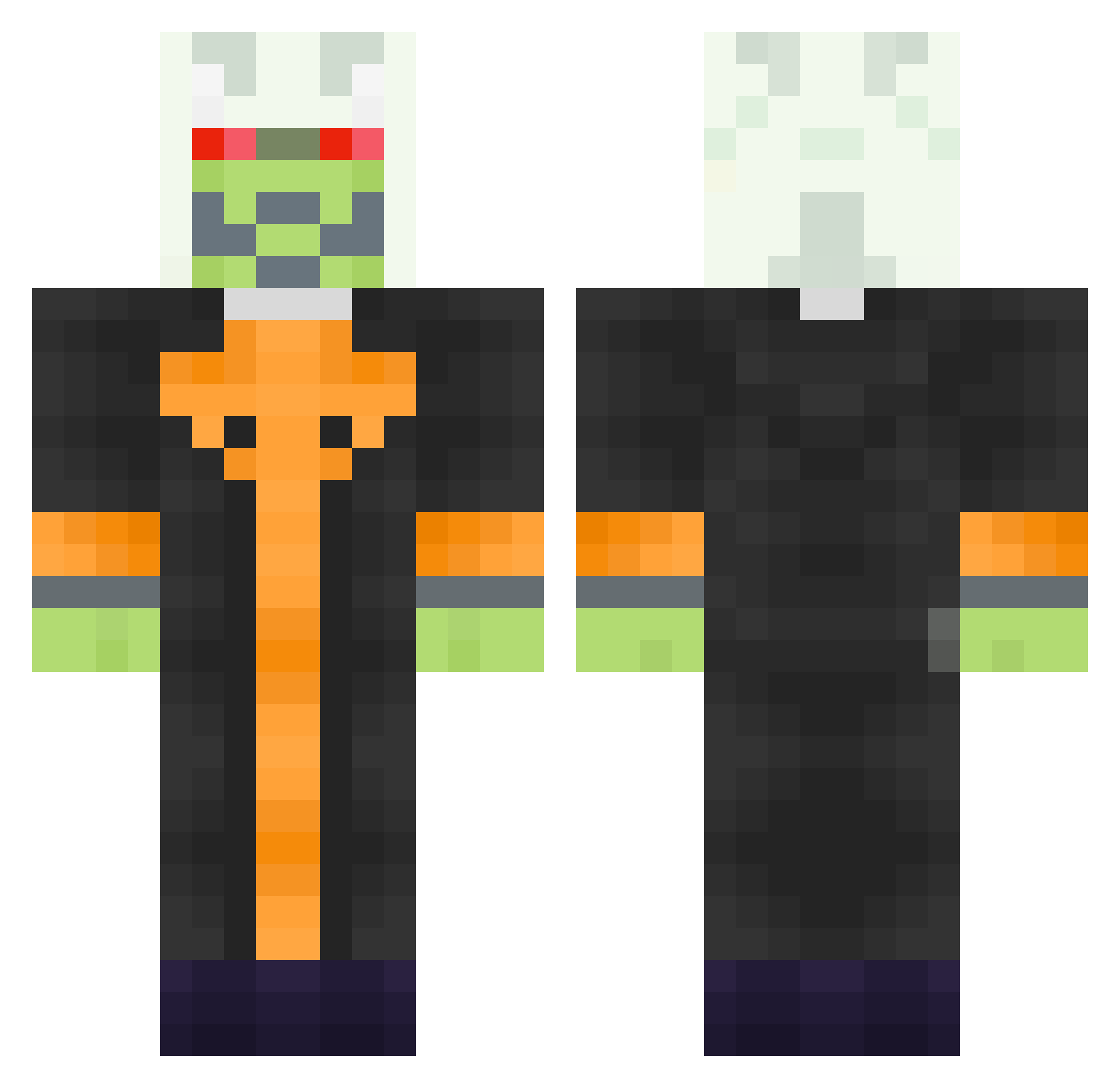 Weedmouth Minecraft skin, front and back view