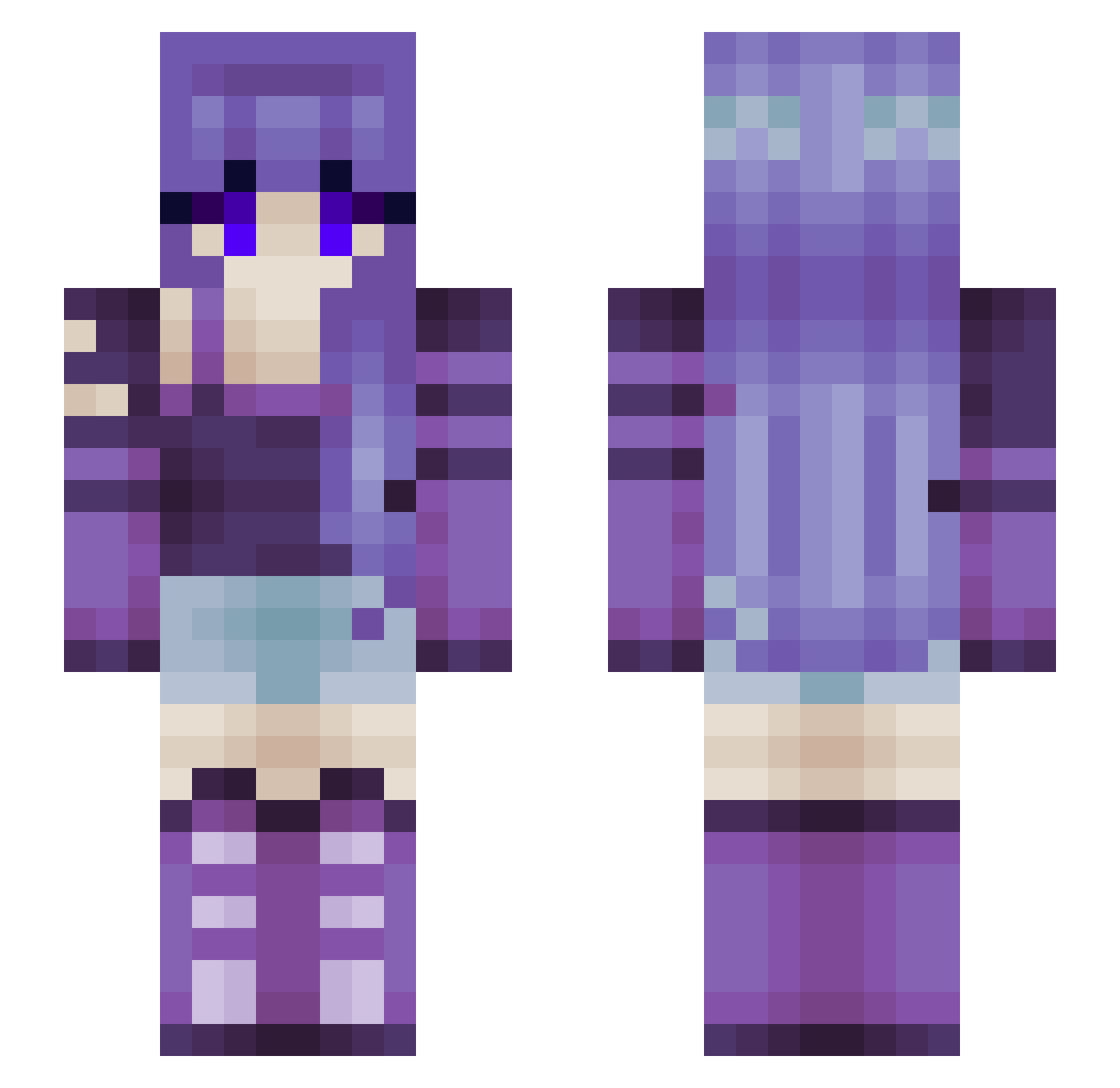 Raindrop1545 Minecraft skin, front and back view