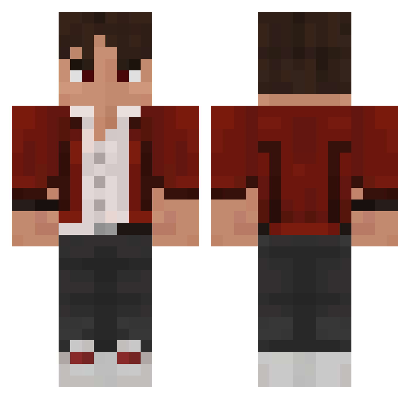 Statuer Minecraft skin, front and back view