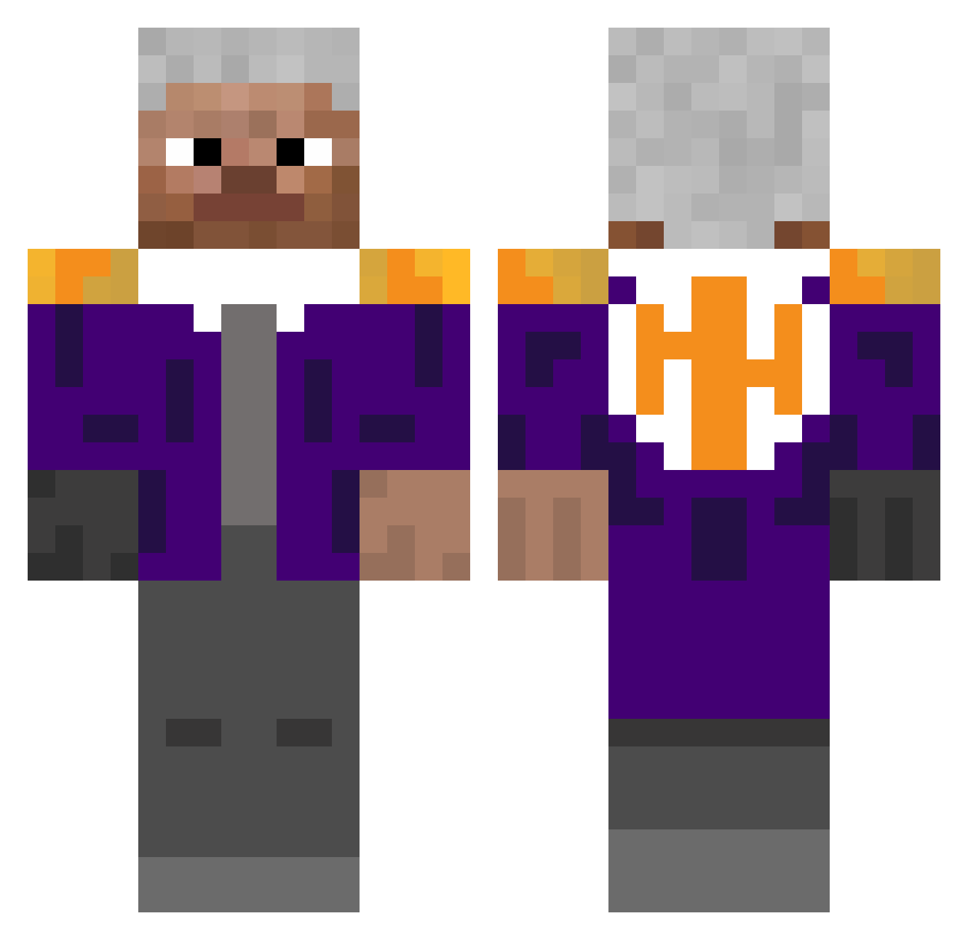 Tibor0837 Minecraft skin, front and back view