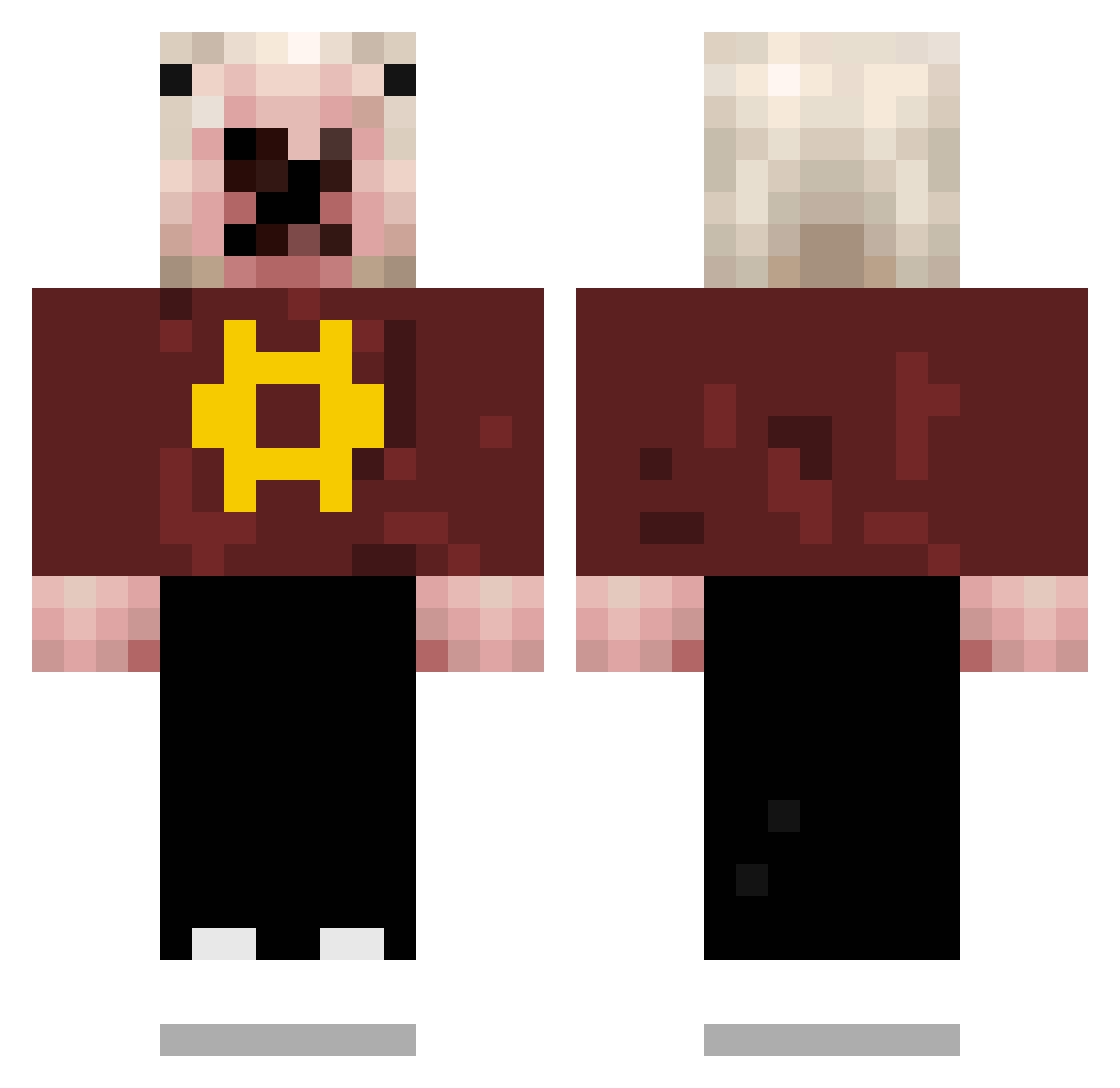 Wuddlez Minecraft skin, front and back view