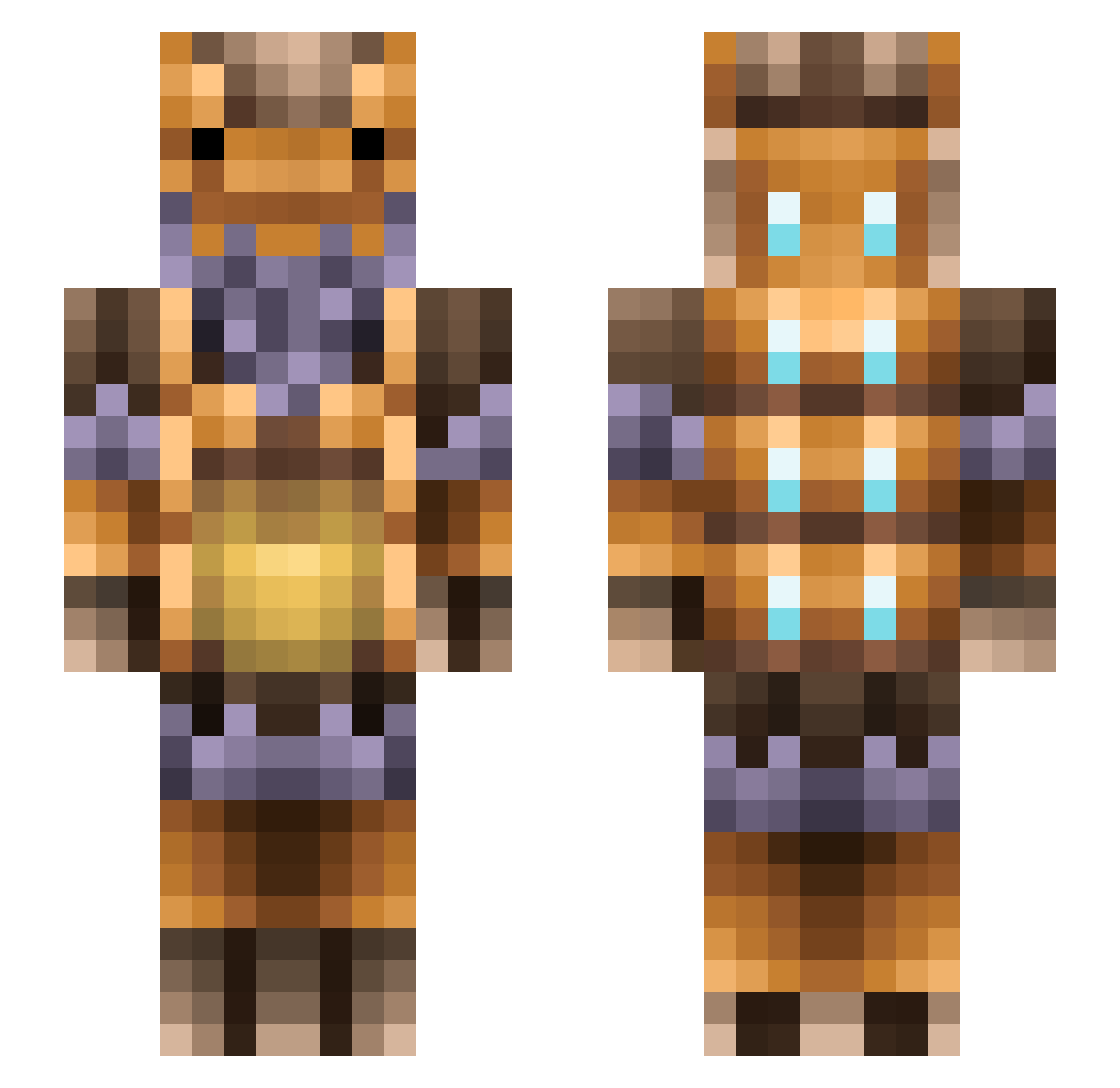 datoteka Minecraft skin, front and back view