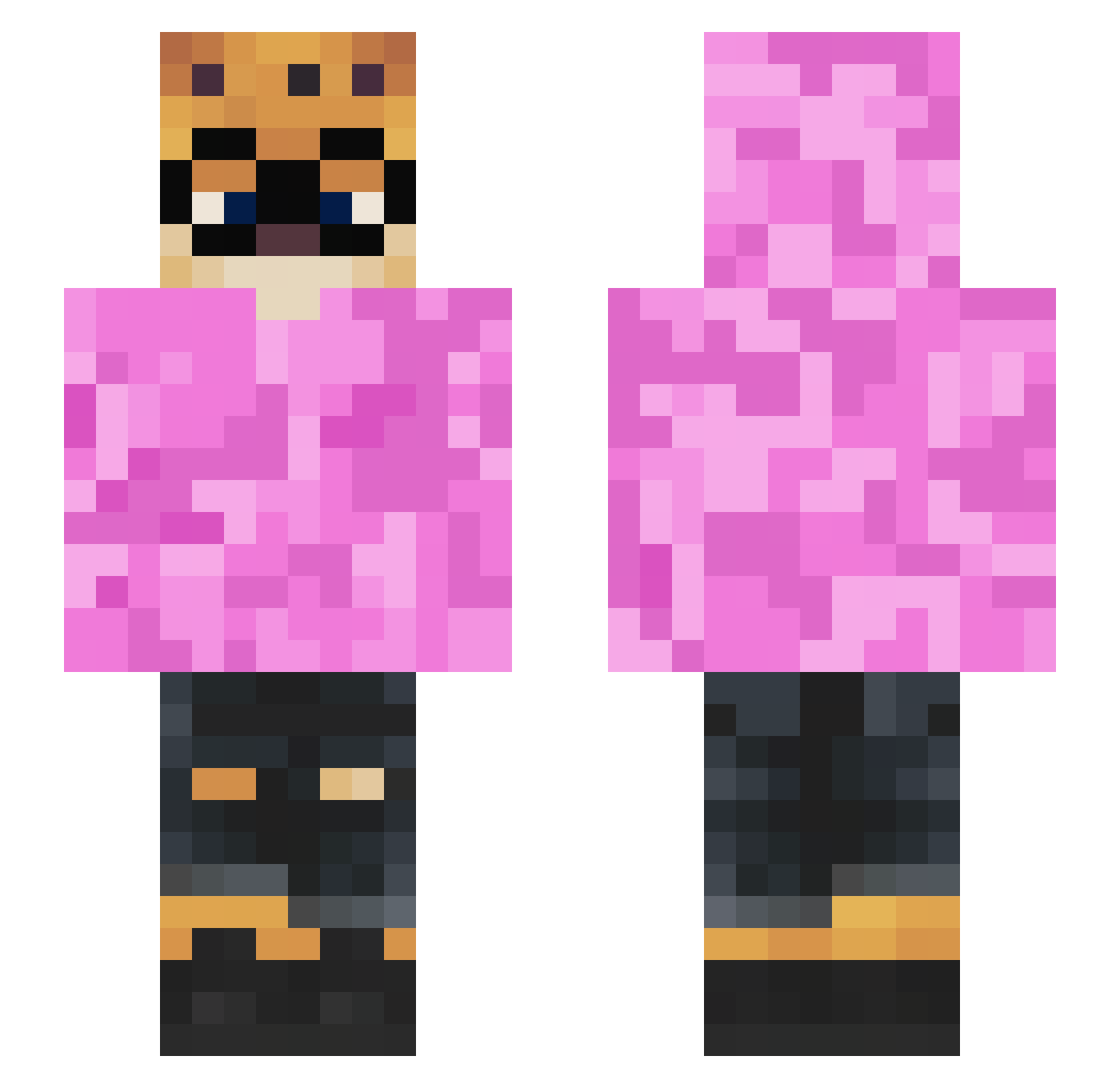 Acierto Minecraft skin, front and back view