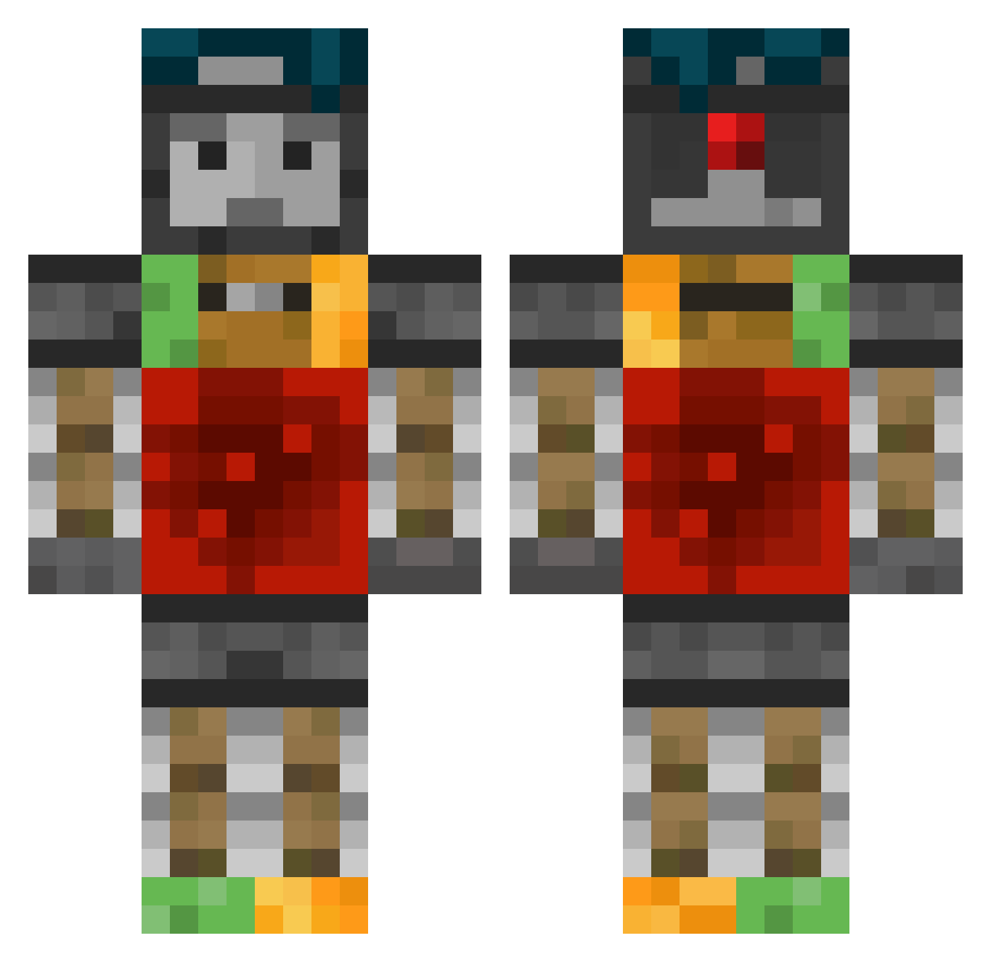 DanJr9000 Minecraft skin, front and back view