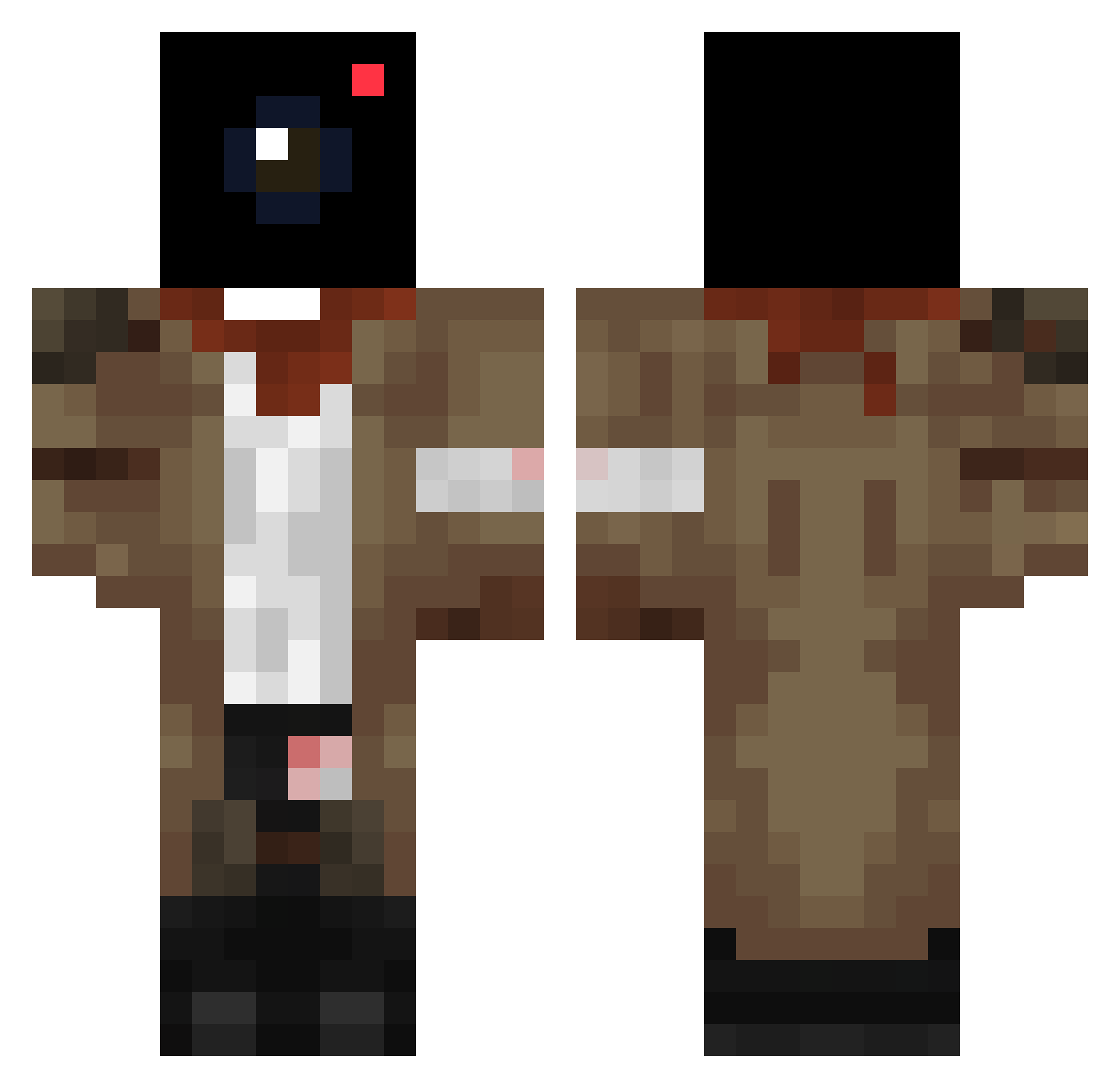 ExtraSussy Minecraft skin, front and back view