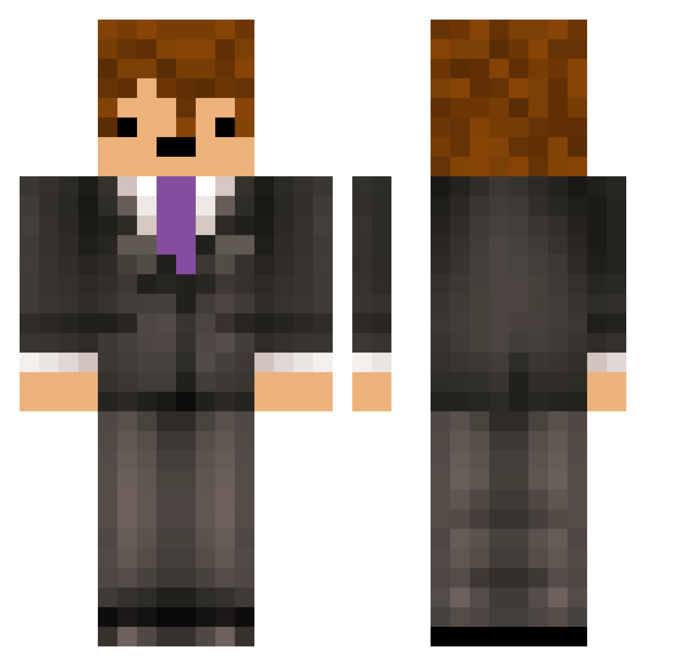 BinToHex Minecraft skin, front and back view
