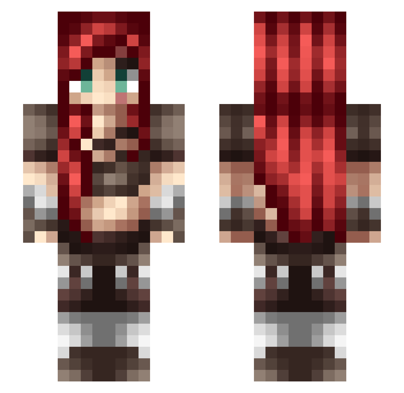 Zetyc Minecraft skin, front and back view