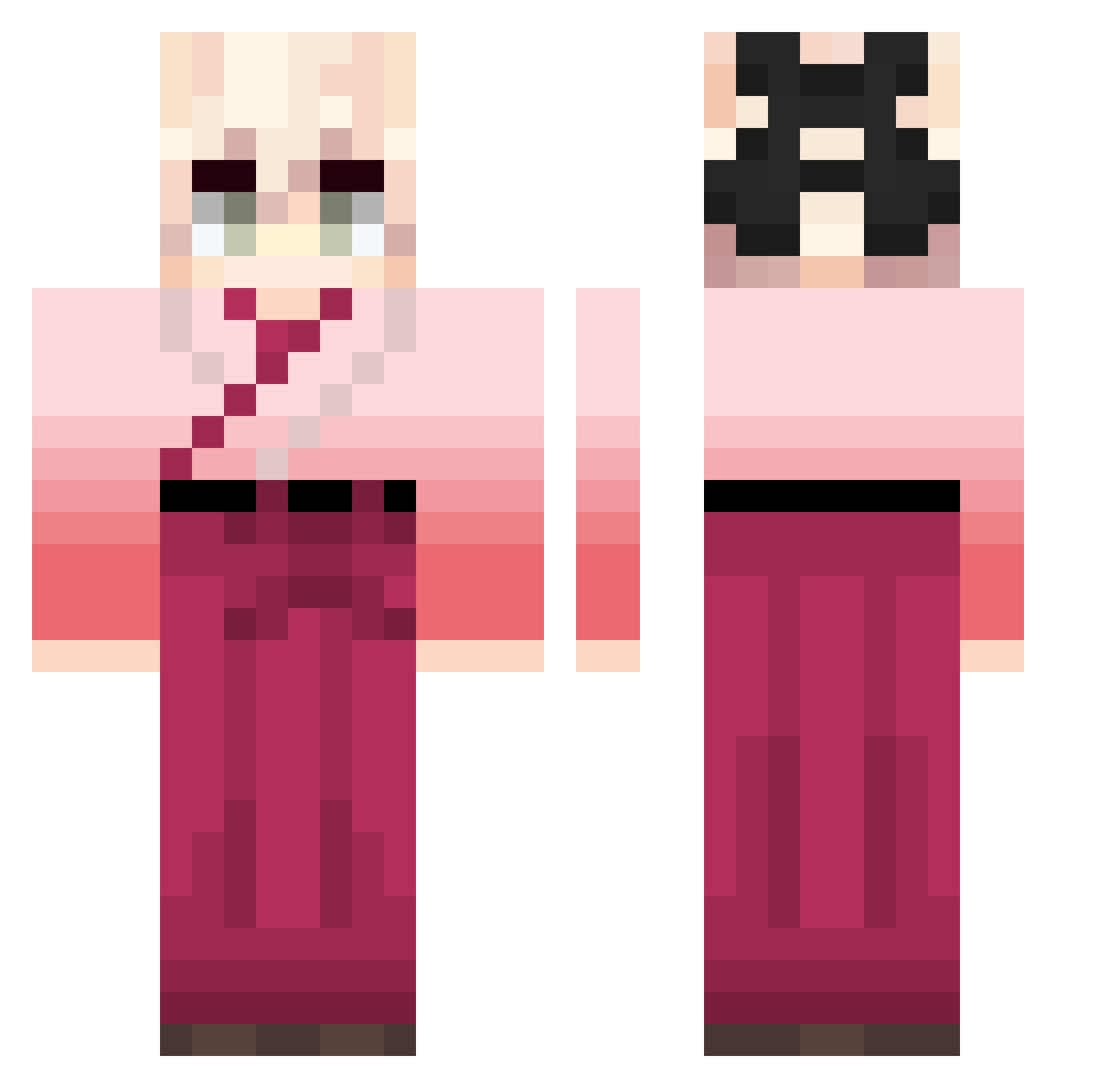 Baka6714 Minecraft skin, front and back view