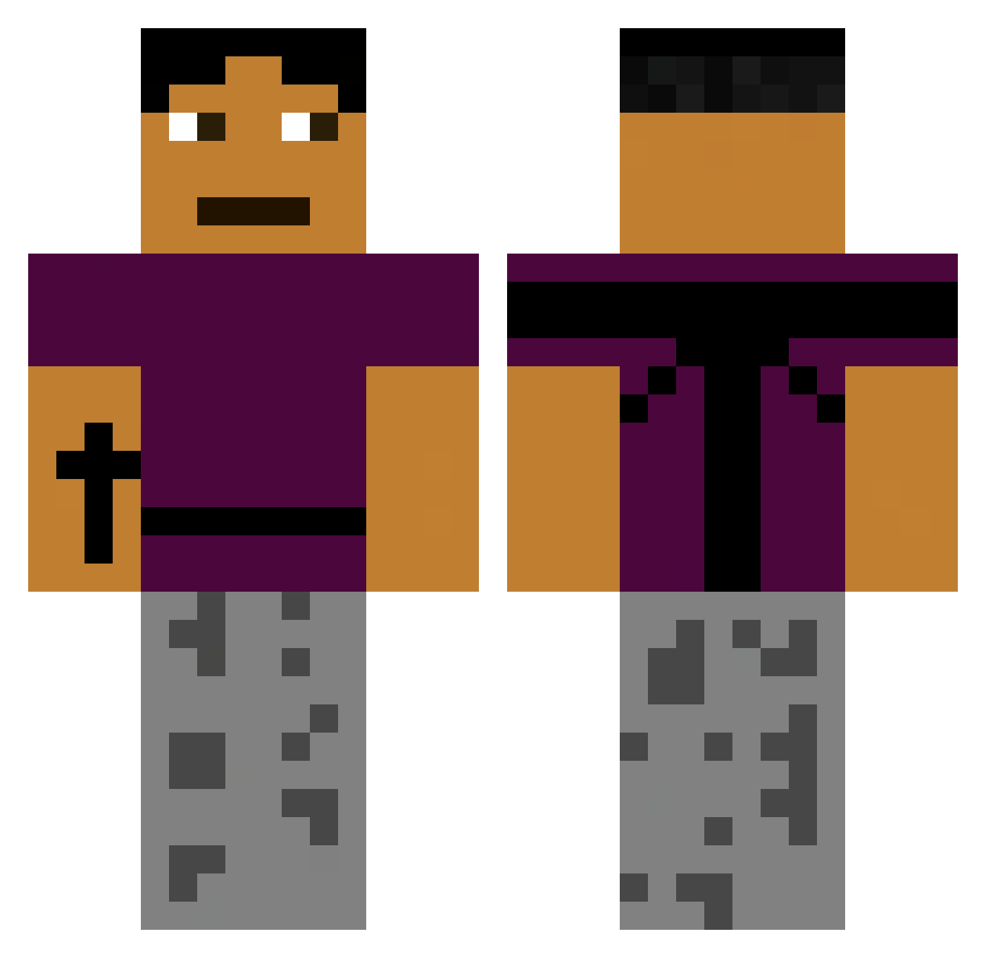 violetpoggers Minecraft skin, front and back view