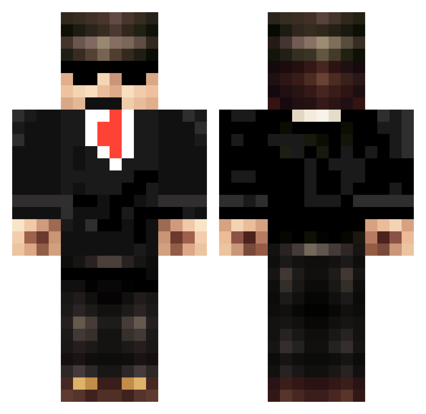 Rowannerd Minecraft skin, front and back view