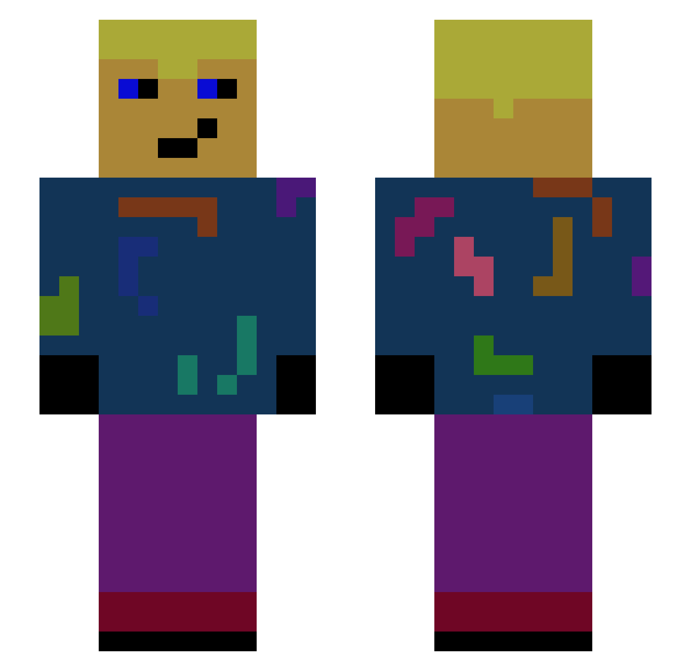 ProfessorTeddy Minecraft skin, front and back view