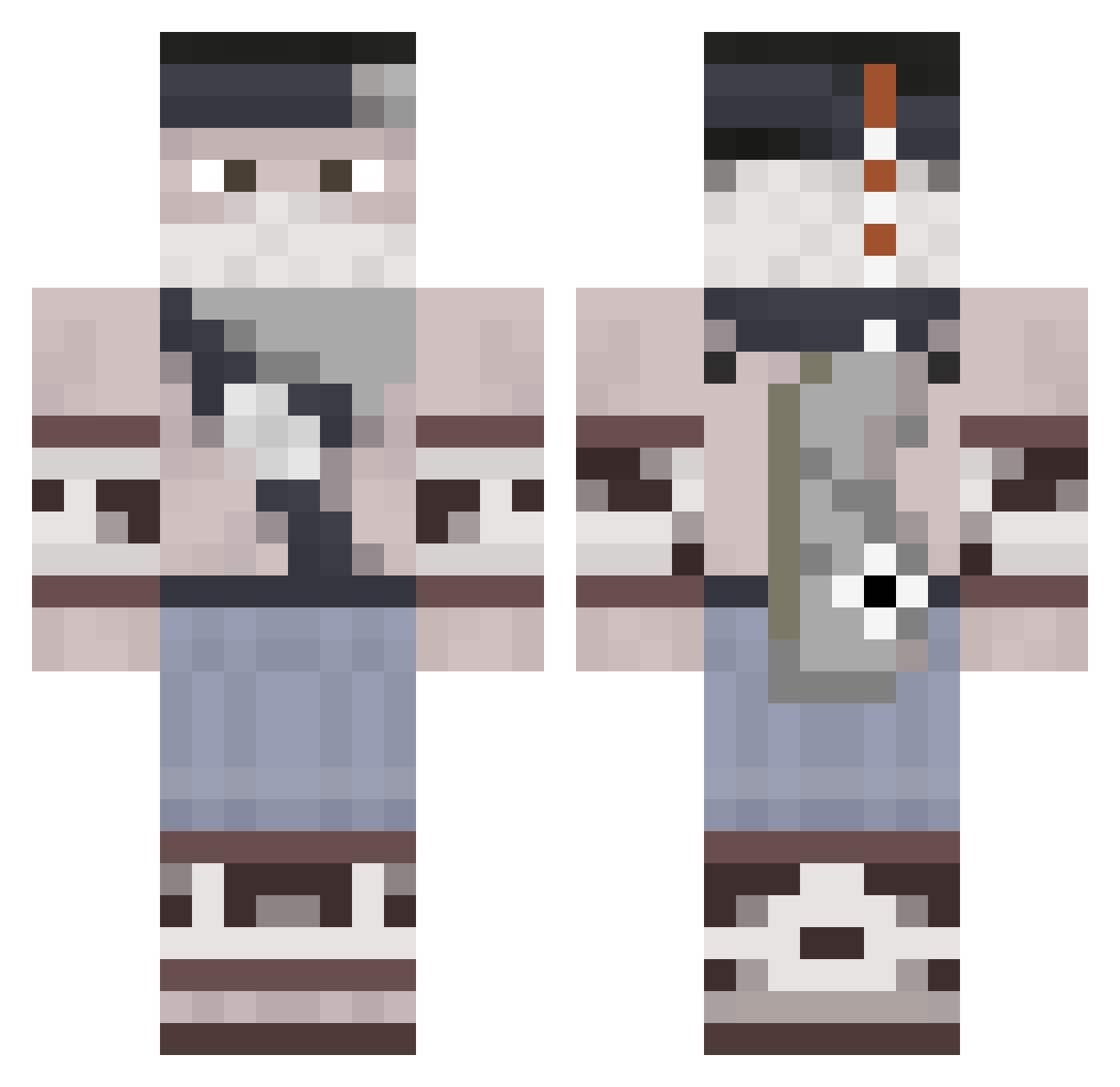 Kaki Minecraft skin, front and back view