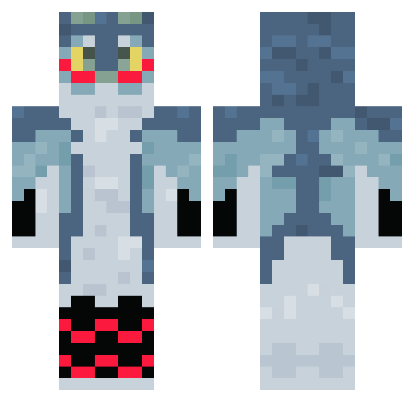 reiolu Minecraft skin, front and back view