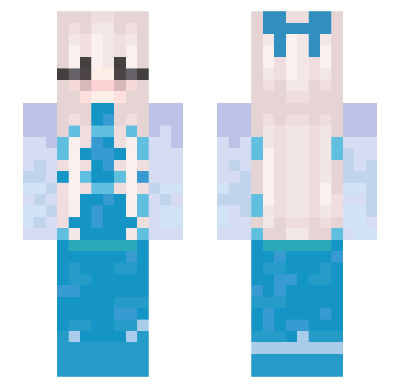 PrincesssCody Minecraft skin, front and back view