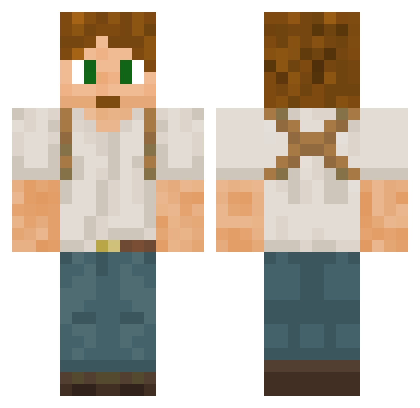 Rainiboi Minecraft skin, front and back view