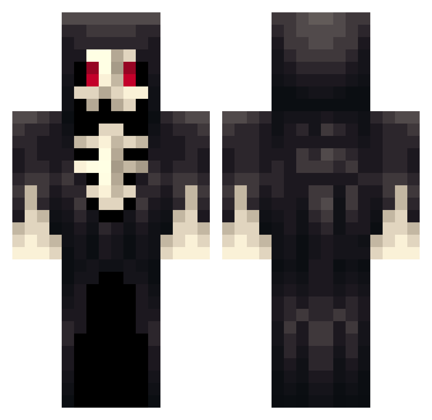 redlightprotein Minecraft skin, front and back view