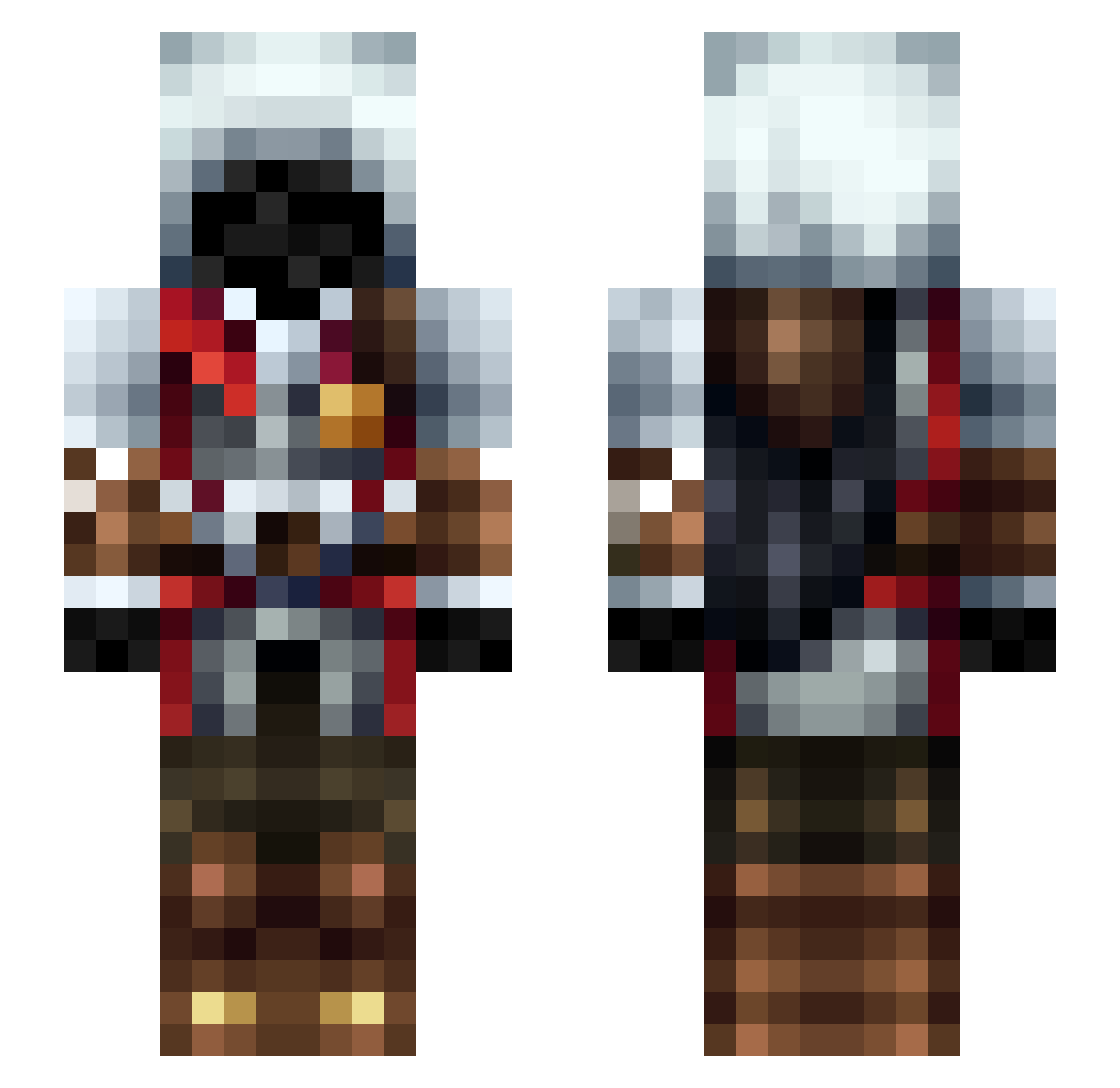 Argans Minecraft skin, front and back view