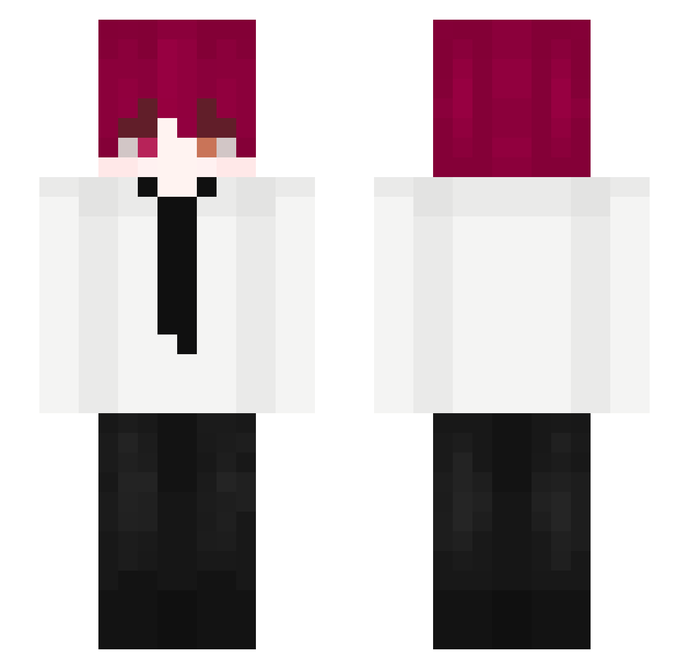 SndXo Minecraft skin, front and back view