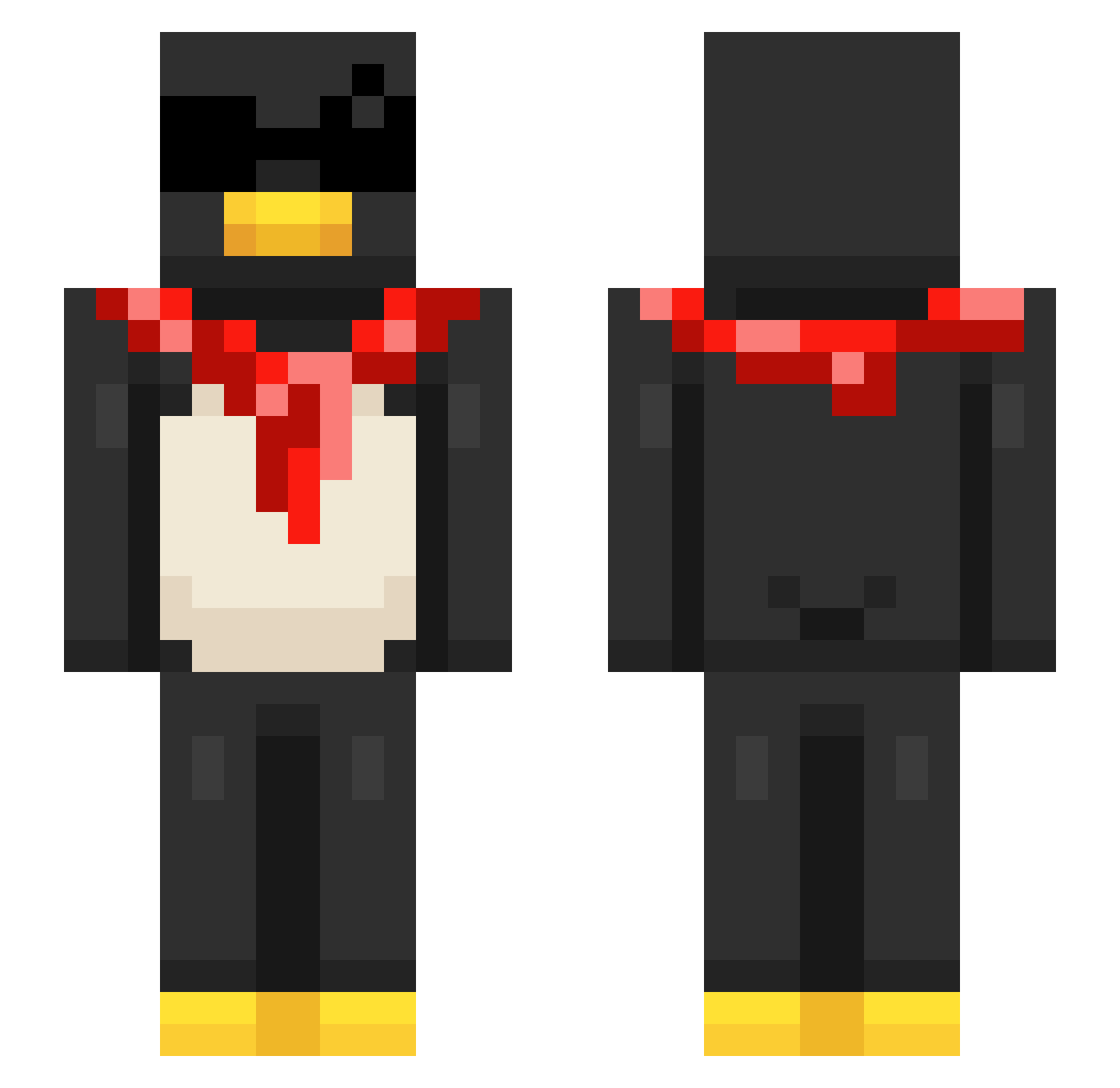 Svinity Minecraft skin, front and back view
