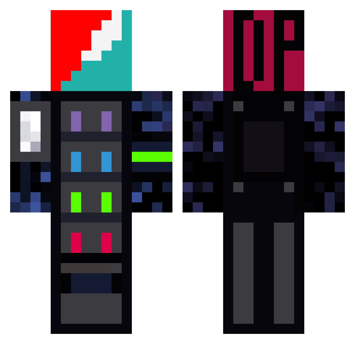Xerodermia Minecraft skin, front and back view