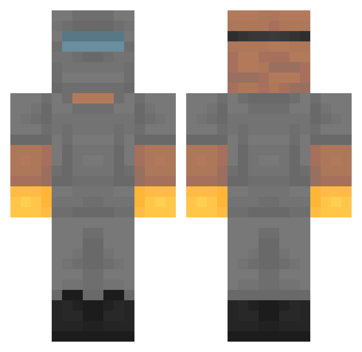 Geraldiy Minecraft skin, front and back view