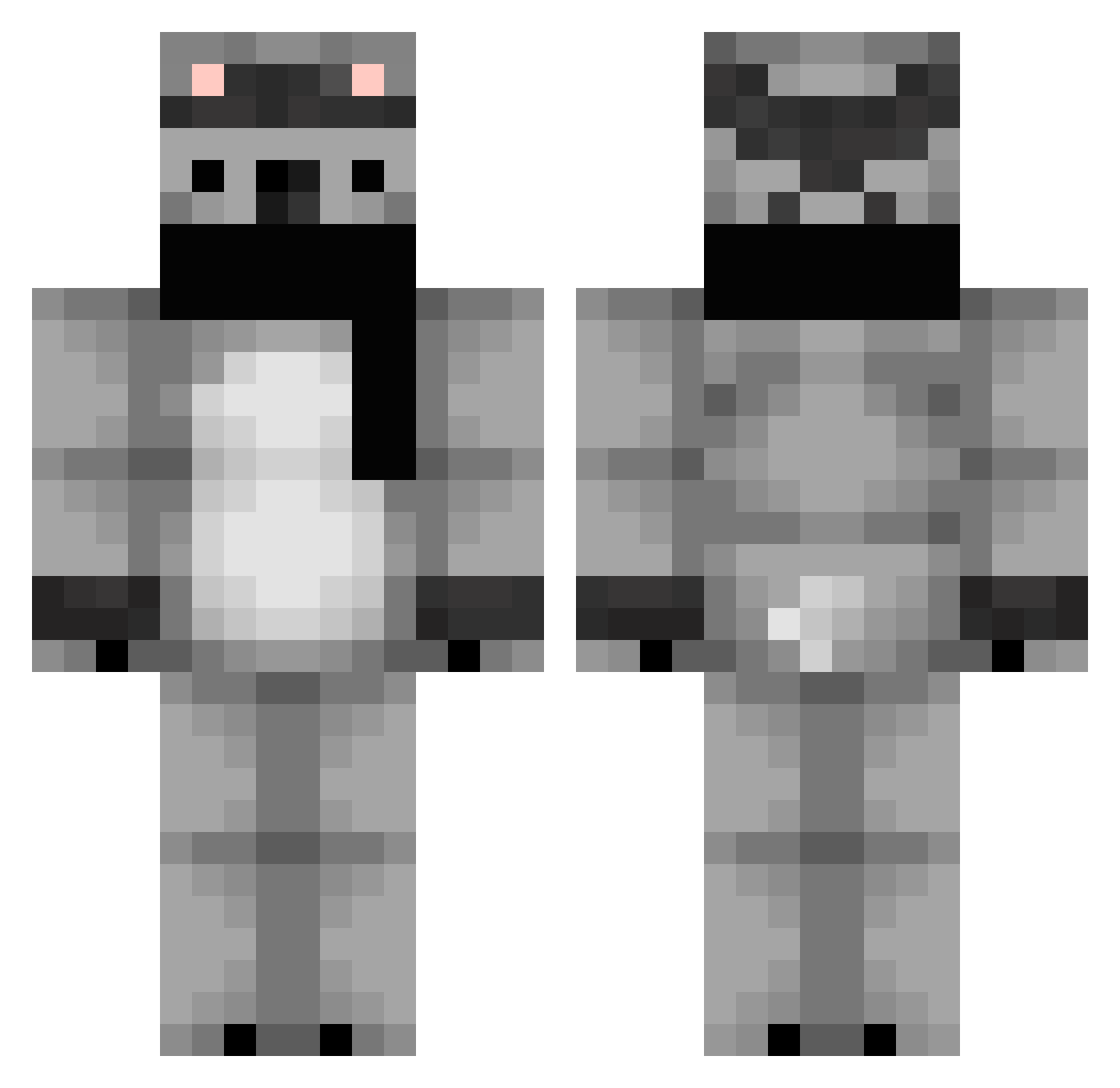 meltobjos Minecraft skin, front and back view