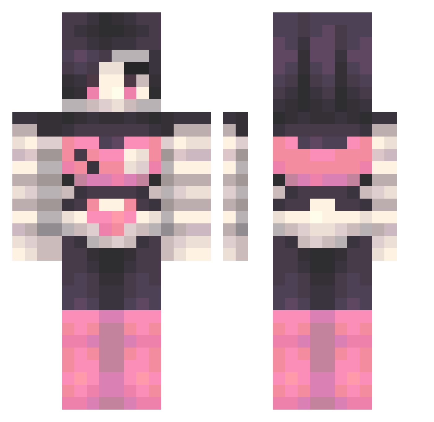 W0WZ3R5 Minecraft skin, front and back view