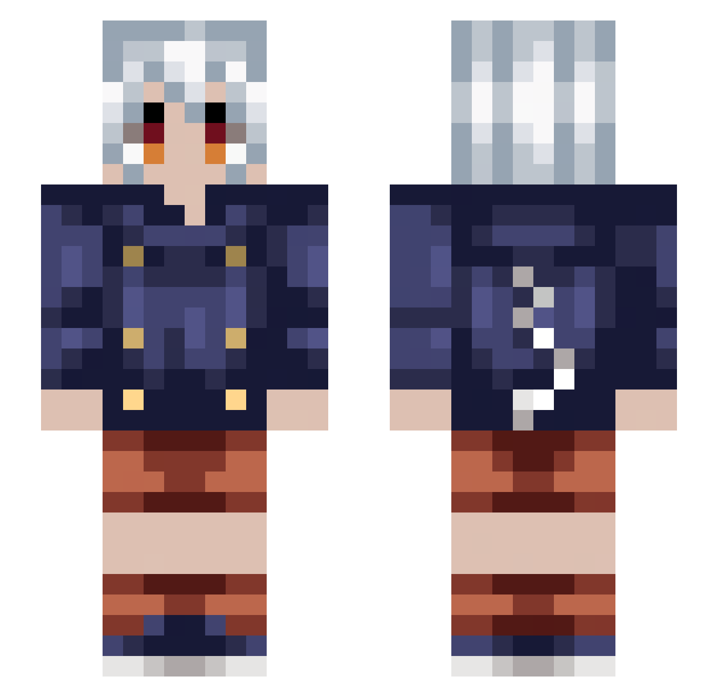 WilhellIm Minecraft skin, front and back view