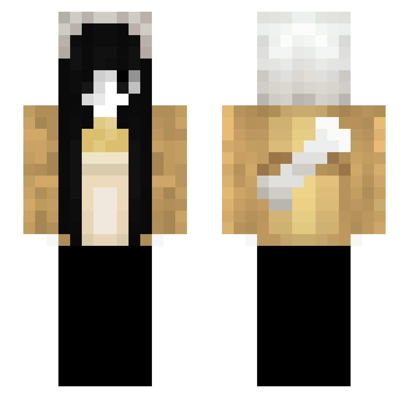 crucifice Minecraft skin, front and back view