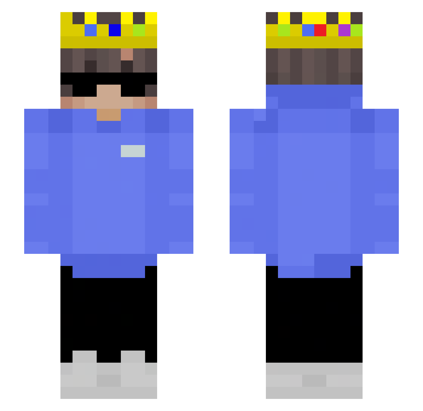 Slimm3r Minecraft skin, front and back view