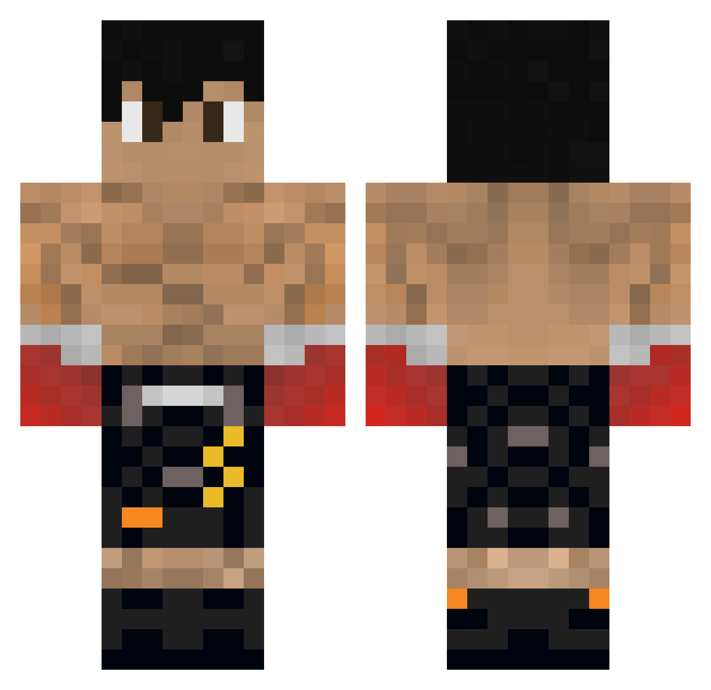 EtsBlock Minecraft skin, front and back view