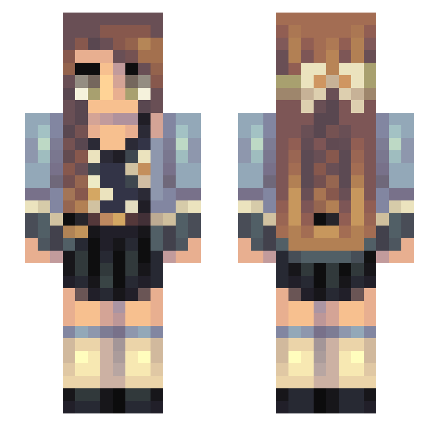 ratokia Minecraft skin, front and back view