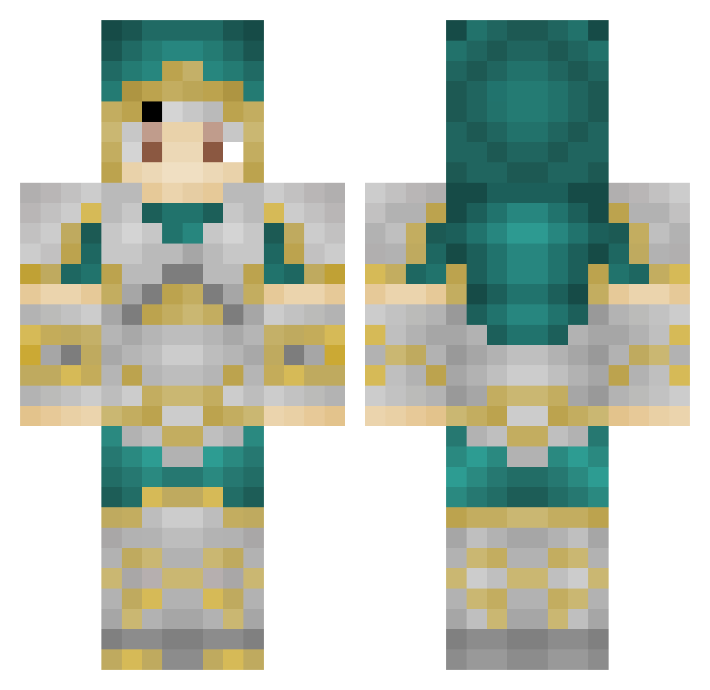 Skirou Minecraft skin, front and back view